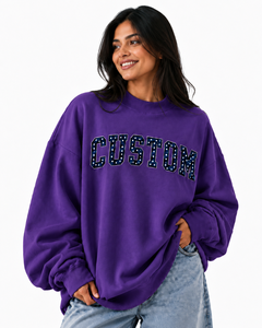 Sudadera Oversize de Cuello Alto para Mujer, de Algodón Afelpado, Hombros Caídos, Ajuste Relajado, Fabricante Personalizado - Product Image 1