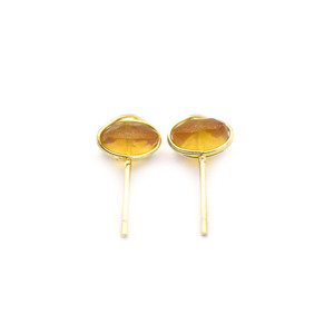 <b>Citrine</b> Cushion Stud <b>Earrings</b> | 8mm Yellow Gemstone Wire Wrapped Gold Plated Fashion Stud <b>Earrings</b> Jewelry - Product Image 3