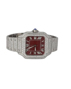 Reloj de Lujo para Hombre, Estilo Hip Hop, con Incrustaciones de Diamantes, Caja Cuadrada, Movimiento VVS Moissanite, Esfera Roja Simple, Diamantes Personalizados - Product Image 1