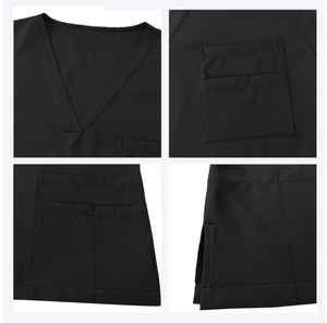 Ensemble de blouses médicales pour hommes, haut à manches courtes et col en V avec poches et pantalon élastique, uniforme d'infirmière, vêtements de travail médicaux - Product Image 5