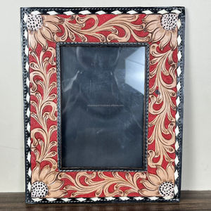 Cadre photo de table en cuir véritable outillé à la main Western Cowboy & Cowgirl Design rustique décor à la maison cadre photo pour la vente en gros - Product Image 4