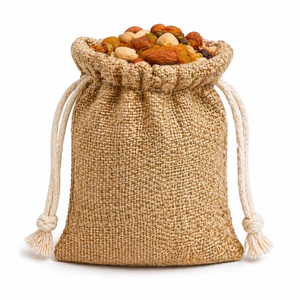 Wholesale Eco-Friendly Jute Linen Drawstring Bags From West Bengal for Dry Fruits and <b>Spices</b> Gift <b>Packaging</b> with <b>Custom</b> Print - Product Image 1