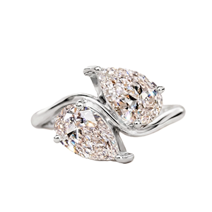 DEF Color VS VVS Clarity 10K 14K 18K Solid Solid Gold Pear Lab Grown Diamond Toi Et Moi Ring Platinum Two Stone Engagement Ring - Product Image 3