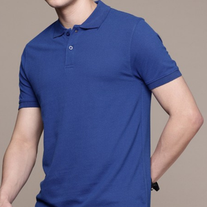 Polo de Manga Corta para Hombre, Rojo, de Algodón Piqué, Transpirable, Casual, Tejido, Color Sólido, Corte Regular - Product Image 3