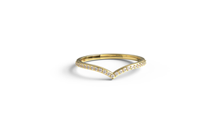 Luxury 18K Gold Chevron Diamond <b>Ring</b> V Shaped <b>Stacking</b> Band Micro Pave Round Diamond Engagement Band Fine Jewelry for Women - Product Image 1
