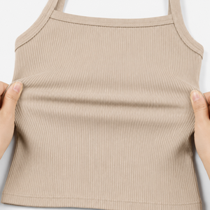 Débardeur court côtelé pour femme, en maille 95% coton, coupe ajustée, idéal pour l'été et l'entraînement, vente en gros OEM ODM 100g - Product Image 5