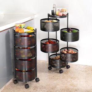 Multipurpose 4 Layer Kitchen Trolley Carbon Steel Kitchen Storage Rack Portable Detachable metal Baskets Weather Resistant - Product Image 1