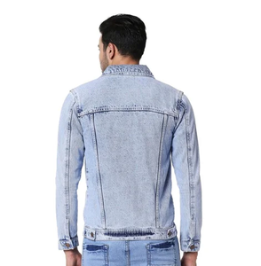LIMOS SPORTS <b>Custom</b> Designer Men's Casual Bomber <b>Denim</b> <b>Jacket</b> Luxury Hip Hop Style Spring Season Medium Wash Polyester/Cotton - Product Image 4