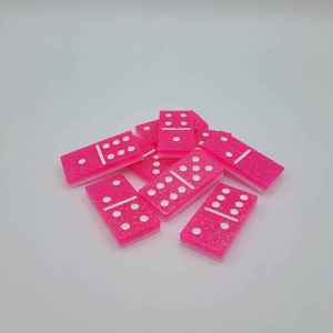Jeu de dominos en résine rose, fait main, avec paillettes, pièces de jeu artistiques, objet de collection, matériel artisanal - Product Image 1
