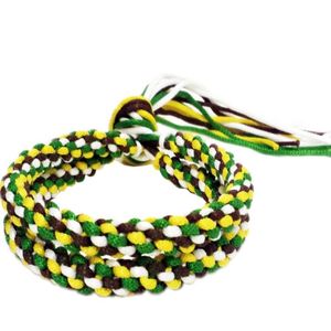 Cordons de brassard en polyester tressé pour Muay Thai avec pompon jaune, vert, marron, blanc - Product Image 3