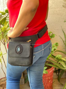 Riñonera de cuero con múltiples bolsillos Unisex, cinturón de viaje ligero - Product Image 5