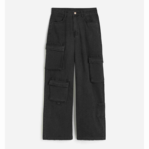 Pantalon cargo en jean pour femme, coupe classique, style vintage, coupe-vent, longueur cheville, en tissu de coton tricoté, qualité supérieure - Product Image 1