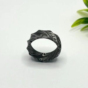 Hot Selling Handmade Damascus Steel <b>Ring</b> for Men Women Wedding Band Fashion Party <b>Ring</b> Custom Latest Design OEM Supplier - Product Image 6