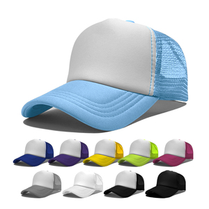 Wholesale <b>Plain</b> Foam Blank Children Kids Trucker Hat 5 Panel <b>Baseball</b> Mesh <b>Caps</b> with Custom Logo Embroidery - Product Image 1