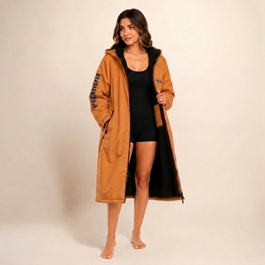 Waterproof Longline Fleece Jacket Oversized Hooded Surf Outdoor Apparel - Product Image 1