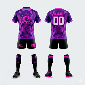 Conjunto de Uniforme de Rugby Transpirable 100% Poliéster, Ropa Deportiva para Adultos, Jersey Unisex con Cuello Redondo, Transferencia Térmica, Secado Rápido, Tallas Grandes - Product Image 5