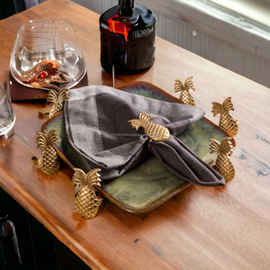 Vente chaude De Luxe Or Ananas Serviette Anneau Nouveau Modèle En Métal Cercle Serviette Boucle En Vrac Quantité Table Décoration Papier - Product Image 3