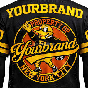 Latest Authentic Throwback Style <b>Teal</b> Old Gold Black Mesh Breathable Short Personalized Name Number American Football Jersey - Product Image 6