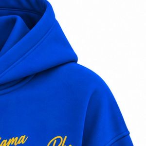 Sudadera con capucha azul real con cremallera completa, bordado de Sigma Gamma Rho en dorado y corazón, sudadera de forro polar personalizada con bolsillos delanteros - Product Image 3