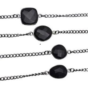 Chaînes en argent sterling 925 plaqué or 18 carats avec connecteur à sertissage clos et pierres précieuses pyrite rondes - Product Image 1