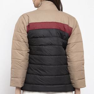 Chaqueta Acolchada para Mujer, con Bloques de Color, Cuello Alto, Manga Larga, Abrigo de Invierno, Relleno de Poliéster, Cierre de Cremallera - Product Image 6
