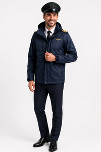 Uniformes de Piloto de Aerolínea Personalizados OEM ODM |   Conjunto Completo Premium a Medida para Hombre de Manga Larga |   Fabricante | Conjunto de Chaqueta Impermeable para Lluvia - Product Image 2