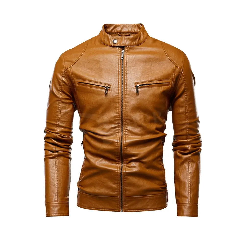 Chaqueta de cuero personalizada para hombre, chaqueta de piel de oveja con cera de aceite para motocicleta, abrigo de moda