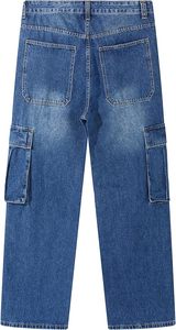 Premium Mens Blue Cargo Denim Jeans Loose Fit Wide Leg Style With Multiple Utility Pockets Durable Cotton Fabric Work Pants - Product Image 3