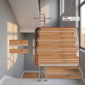 Marches d'escalier en marbre rouge glacé, carreaux de sol mats antidérapants GVT, marche et contremarche 300x900mm, marche 200x900mm, porcelaine 10mm - Product Image 2
