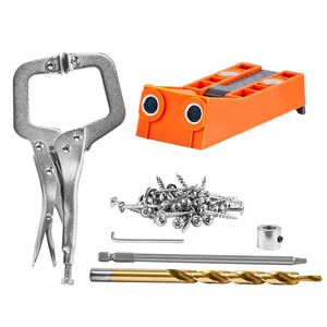 56 Pcs Mini Pocket Hole Jig System 9\" C-Clamp <b>Step</b> Drill Wrench Square Drive Bit Drill Stop <b>Kitchen</b> Cabinet Parts Accessories - Product Image 1