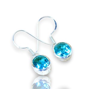 Pendientes de Topacio Azul de Plata de Ley 925, joyería fina hecha a mano con perlas y piedras principales de diamantes, regalo de joyería de plata clásica - Product Image 2