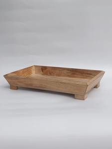 Plateau rectangulaire en bois au design moderne, finition naturelle avec base surélevée, plateaux décoratifs - Product Image 3