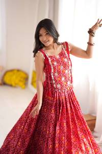 Lehenga Choli traditionnel imprimé numérique marron, orné de miroirs, longueur ras du sol, coupe classique, pour femme, idéal pour les mariages et les fêtes, Inde Pakistan - Product Image 2