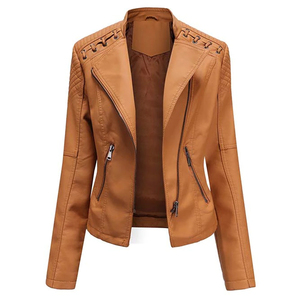 Custom Women's Biker <b>Leather</b> <b>Jacket</b> Genuine Cowhide Motorcycle Coat OEM Private Label Custom Embroidery Factory - Product Image 1