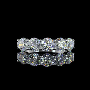 Anillo de Eternidad con Diamantes Cultivados en Laboratorio, Engaste de Garras Compartidas, Bañado en Rodio, para Boda o Compromiso, en Oro de 10K, 14K, 18K, Plata 925, 935 - Product Image 1