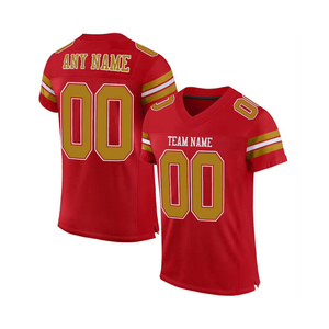 Maillot de football vintage personnalisé rose à col en V et manches courtes, imprimé par sublimation, style streetwear américain, avec fonction séchage rapide - Product Image 4