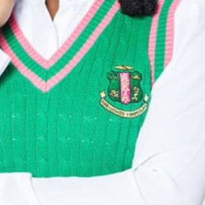   Gilet en tricot vert pour femme, classique, sans manches, col en V, pull décontracté, vêtements de sororité, logo personnalisé - Product Image 5