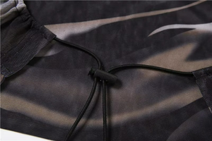 European & American Hot Girls' Autumn Round <b>Neck</b> Fashion Long Sleeve Mesh Print Sexy Backless Short-Length Women's Fitted <b>Top</b> - Product Image 2