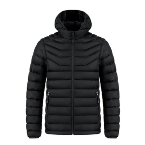 Wholesale Customized Design Men's Winter Puffer <b>Jacket</b> Hooded Waterproof Reversible NylonPolyester <b>Canvas</b> Stand Collar - Product Image 2