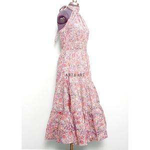 Magnifique robe de soirée maxi en coton imprimé numérique, à fleurs, grande taille, col rond, coupe ample, sans manches, respirante, écologique, pour femmes - Product Image 5
