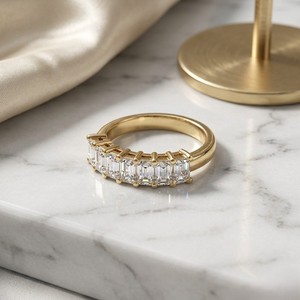 1.40CTW Emerald Cut Prong Set Seven-<b>Stone</b> Band Ring - Product Image 2