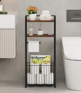Étagère murale à double niveau en acier inoxydable, style industriel moderne, gain de place, organisateur de rangement pour salle de bain - Product Image 3