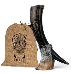 Cuerno Vikingo Artesanal Ecológico y Duradero para Beber, Taza de Cerveza Nórdica Medieval de Cuerno Natural de Buey, Venta al por Mayor Personalizada, Estilo Rústico - Product Image 1