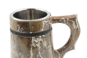 Chope à bière viking artisanale en bois poli, rustique, médiévale, écologique, gravée sur mesure, personnalisée, de collection - Product Image 4