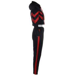 Chándal con Capucha para Mujer, Color Negro y Rojo, Mangas Largas, Cordón Ajustable, Bolsillos Laterales, Estilo Casual para Otoño, Corte Regular - Product Image 3