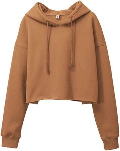 Sudadera con capucha corta para mujer, de manga larga, de color liso, informal, de forro polar, para otoño - Product Image 1