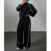 Ensemble coupe-vent unisexe d'hiver, style streetwear, avec bandes réfléchissantes, imprimé/uni, écologique, imperméable, deux pièces (veste et pantalon) pour l'extérieur