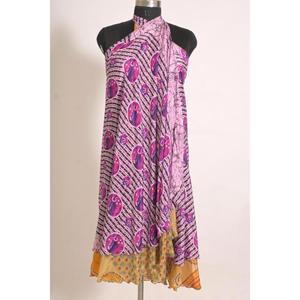 Jupe longue enroulable décontractée pour femme, 100% soie, imprimée à motifs floraux vintage, faite à la main, lavable, couleur personnalisable, naturelle, pour l'été - Product Image 3
