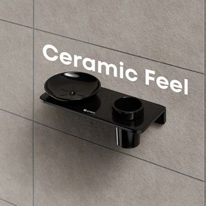 Support mural rond à double niveau pour savon, plateau en verre, cadre métallique robuste, double porte-savon, ensemble d'organisation de salle de bain - Product Image 3