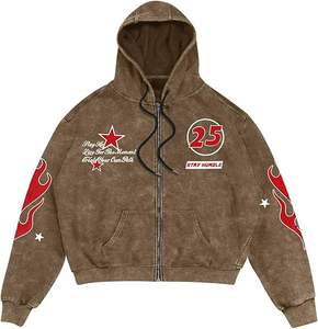 Sweat-shirt à capuche zippé pour homme, style grunge vintage, léger, hip-hop, avec motifs graphiques, de qualité supérieure, importé. - Product Image 6